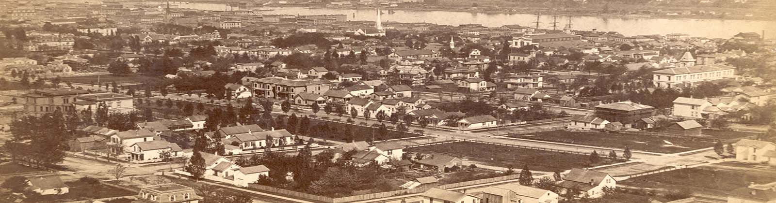 Historic photograph showing view of Portland, ME.